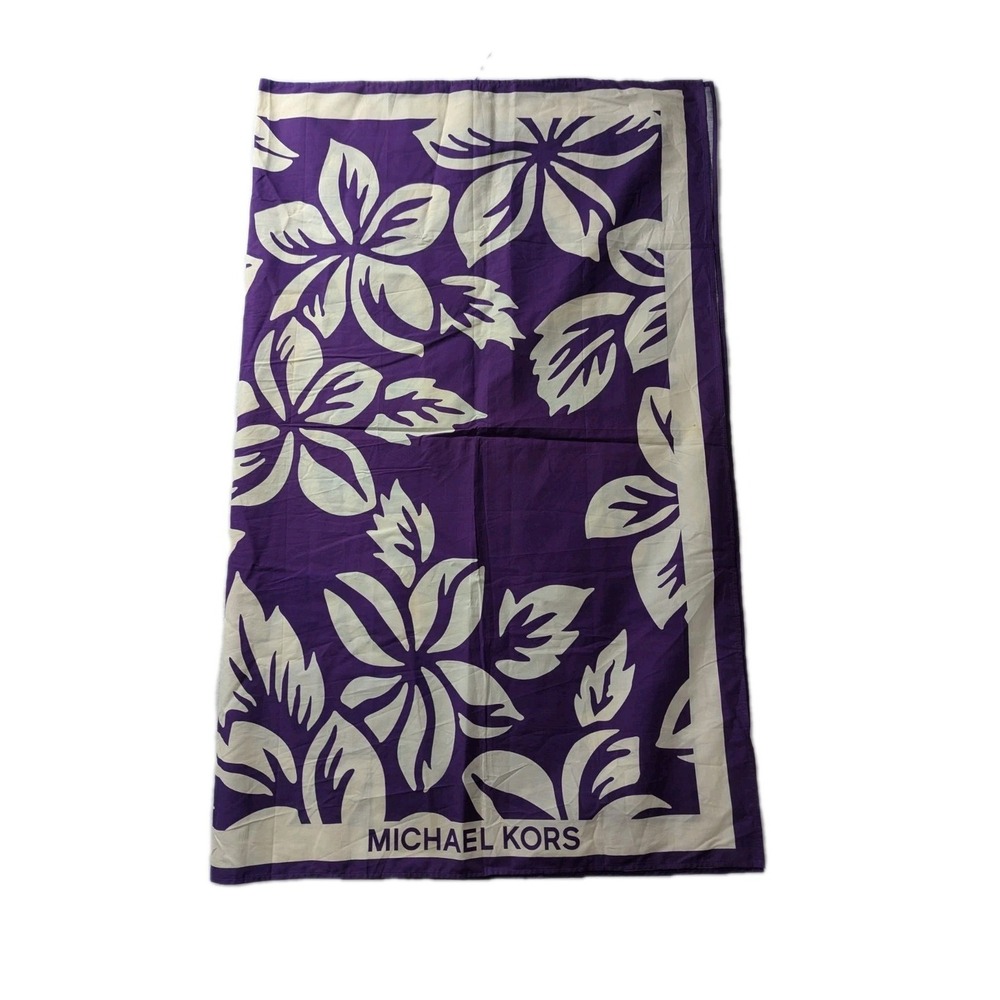 Michael Kors Purple Floral Cotton Scarf Wrap Beach Sarong 41x53